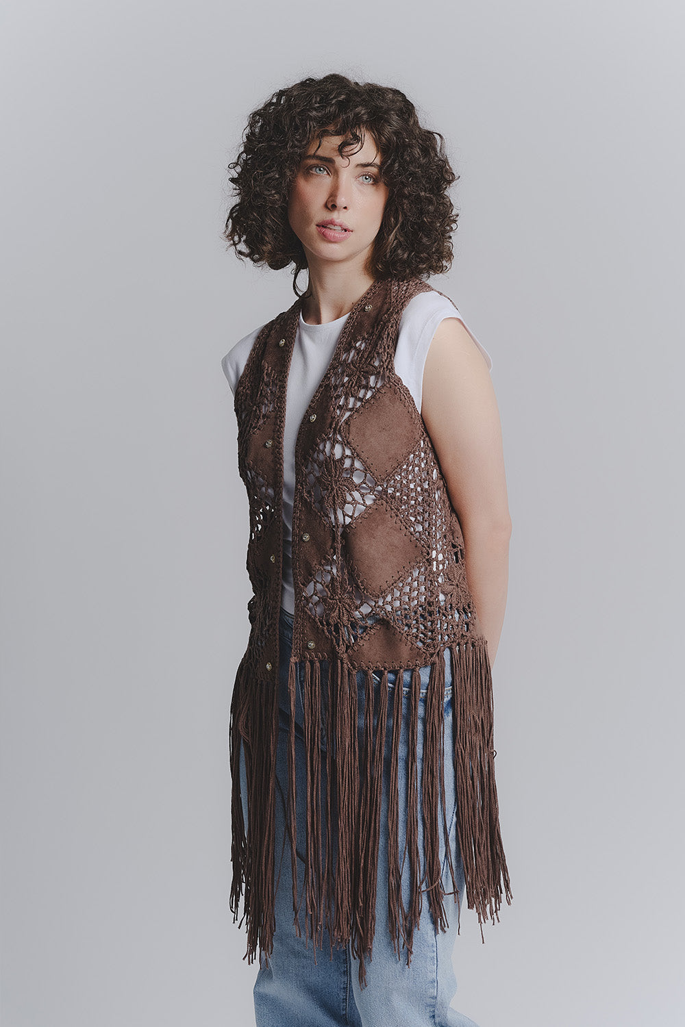 Macramé Vest Dark Brown