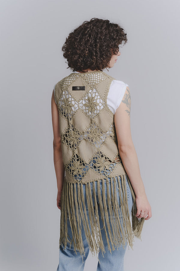 Olive Macramé Vest