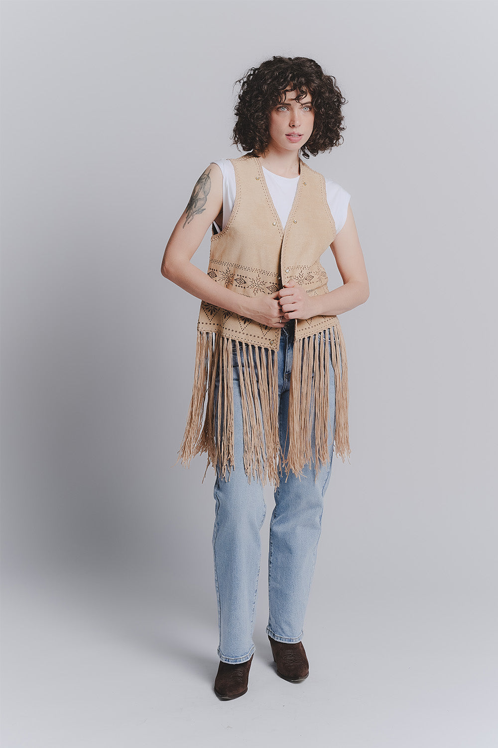 Leather Embroidered Vest