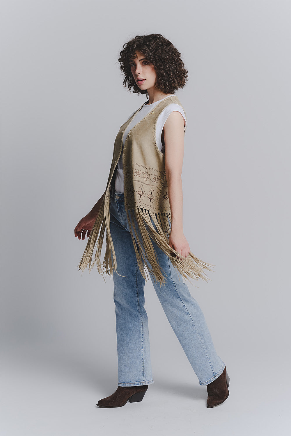 Olive Embroidered Vest