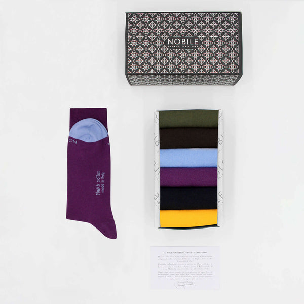 Colorful Days - Box of 6 Short Socks in Makò Cotton