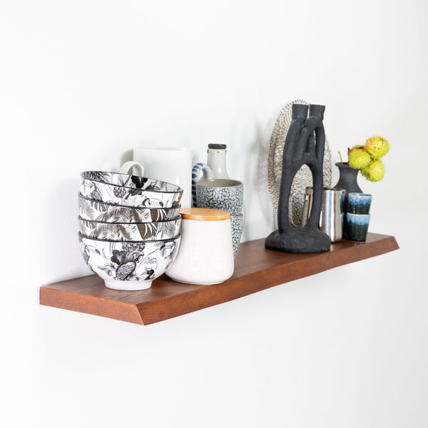 Floating Oak Wall Shelf - Live Edge