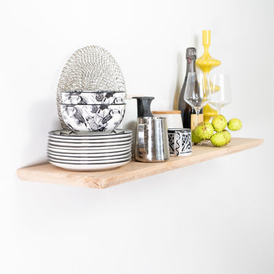 Floating Oak Wall Shelf - Beveled Edge