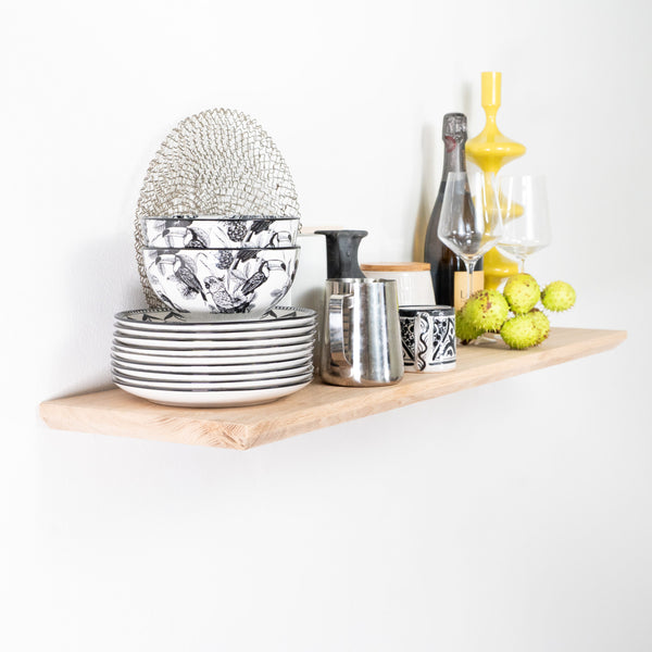 Floating Oak Wall Shelf - Beveled Edge