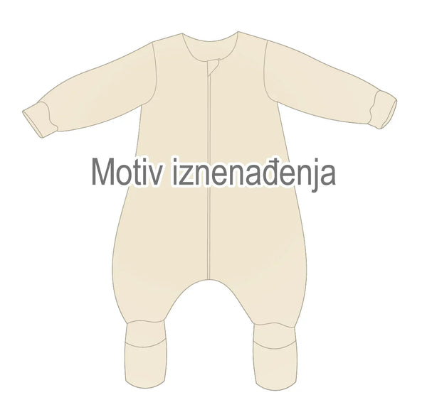 Muslin vreća za spavanje s nogavicama, rukavima i punilom - MOTIV IZNENAĐENJA - neutralni