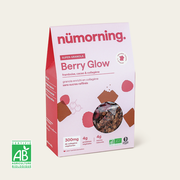 Boîte de granola au collagène Berry Glow nümorning, en format 300g