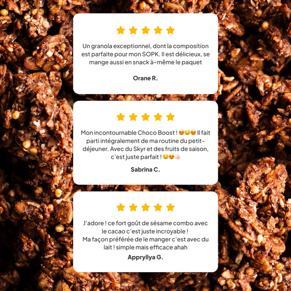 3 avis 5 étoiles sur le granola chocolat nümorning