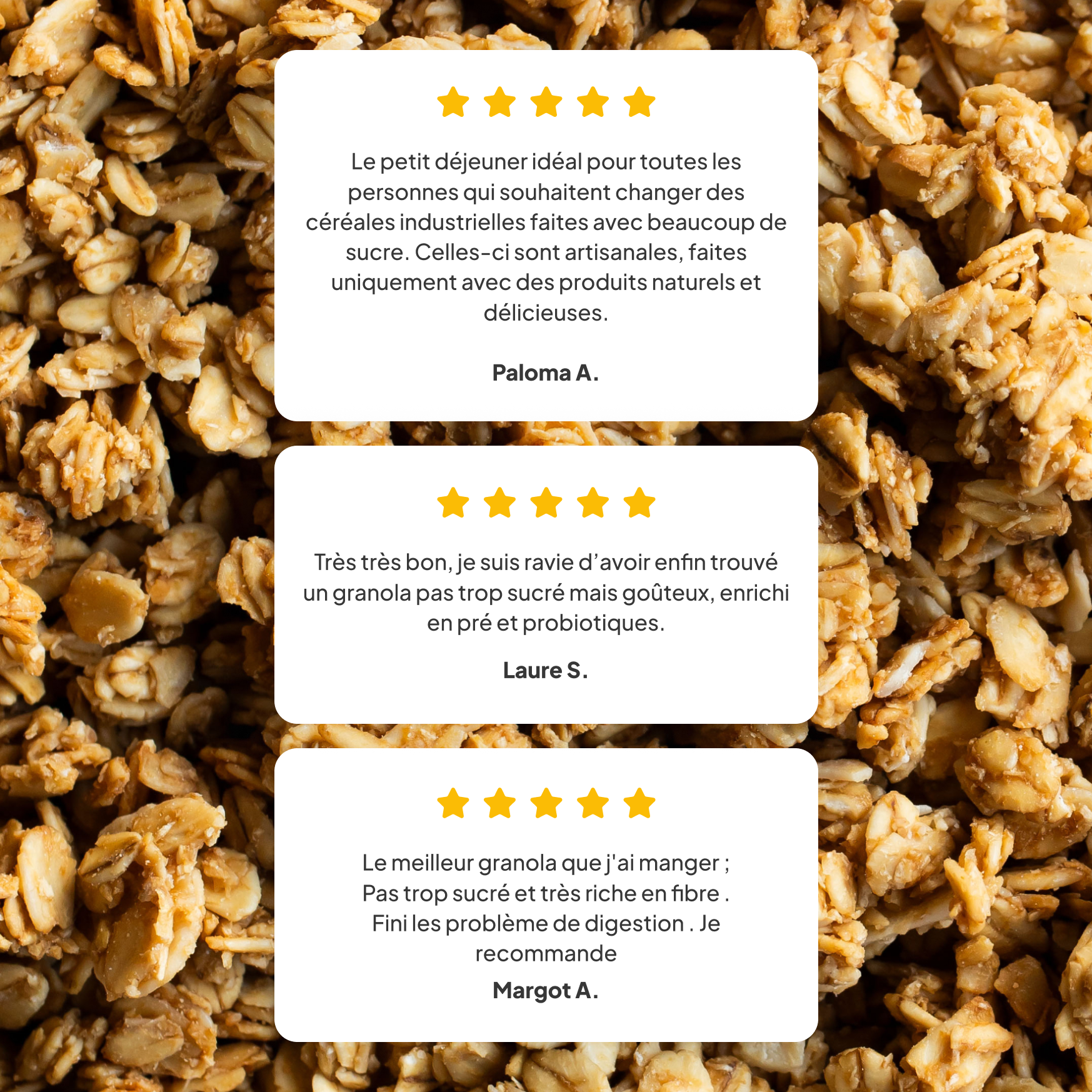 3 avis 5 étoiles sur le granola vanille nümorning