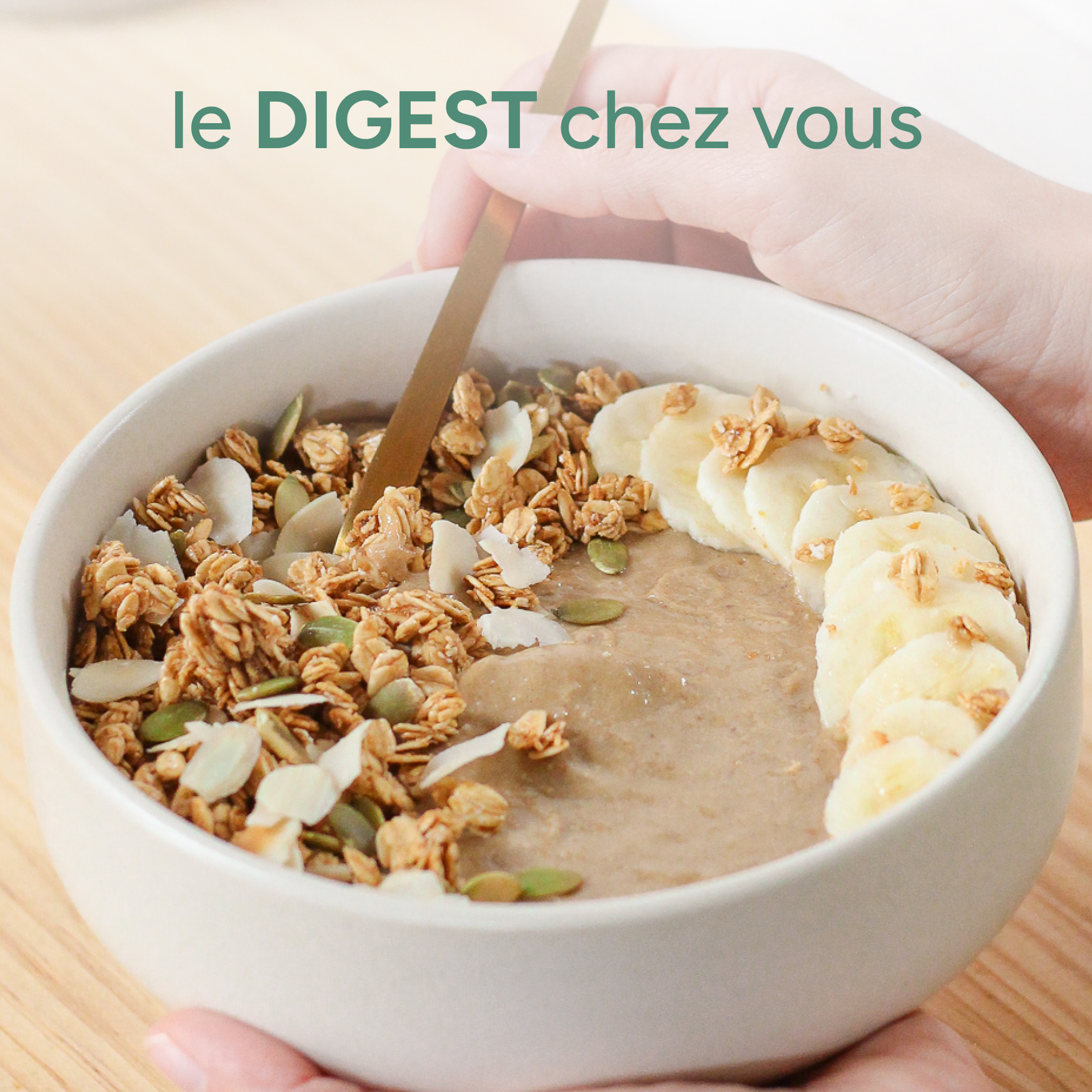Bol de granola vanille DIGEST avec banane et graines de courge