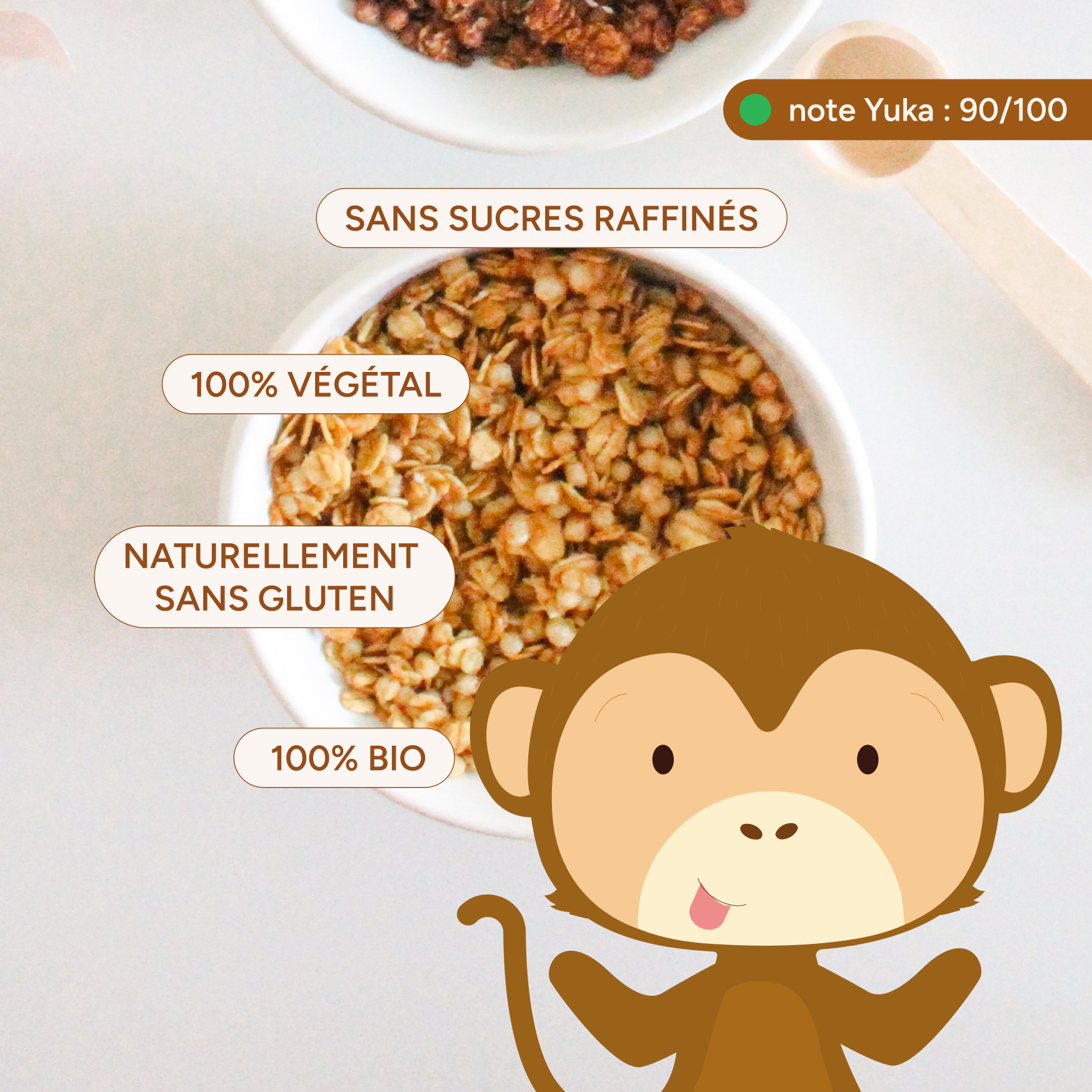 Avantages des céréales enfant beurre de cacahuète : bio, sans gluten, Yuka 90/100