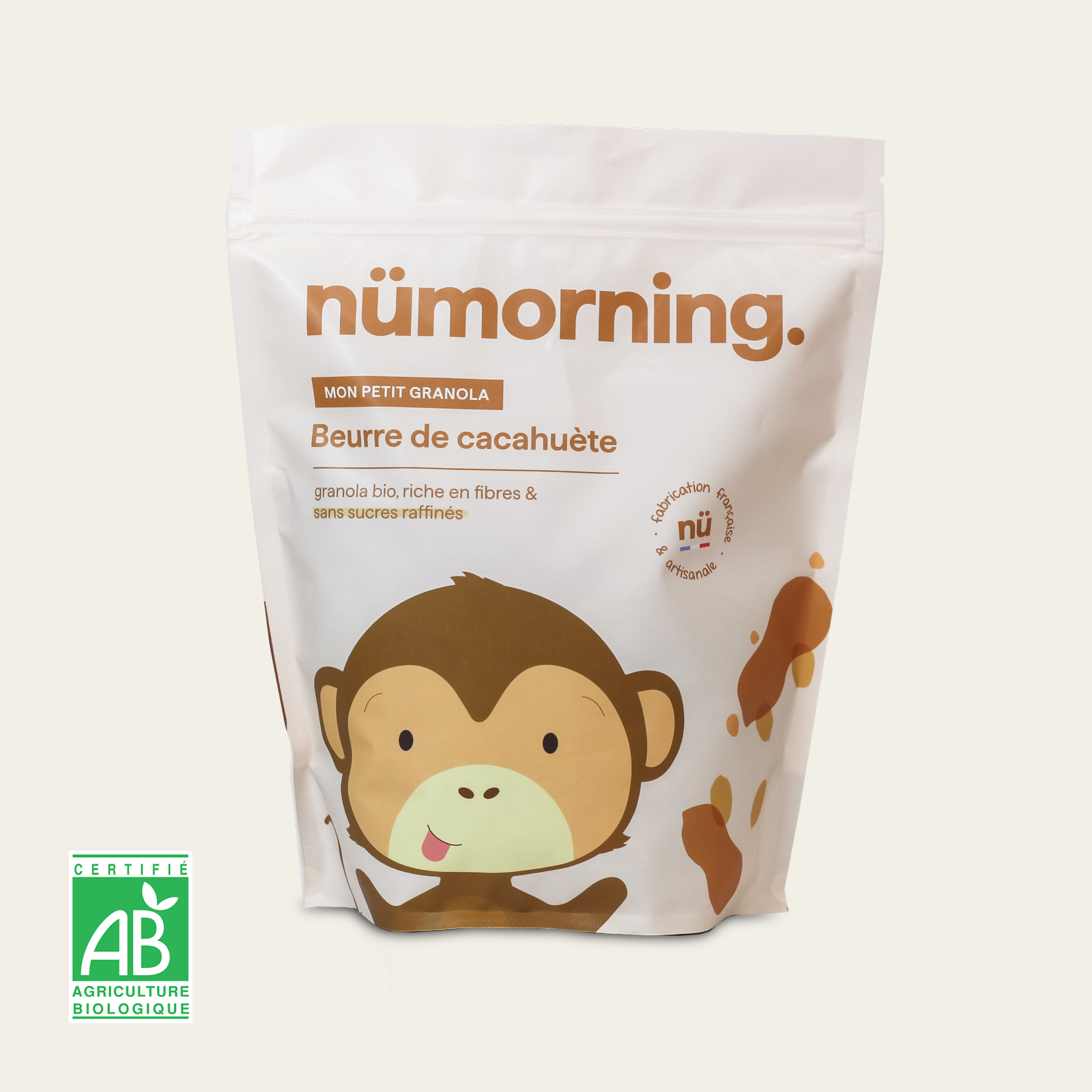 Sachet de céréales enfant beurre de cacahuète nümorning, en format 1kg