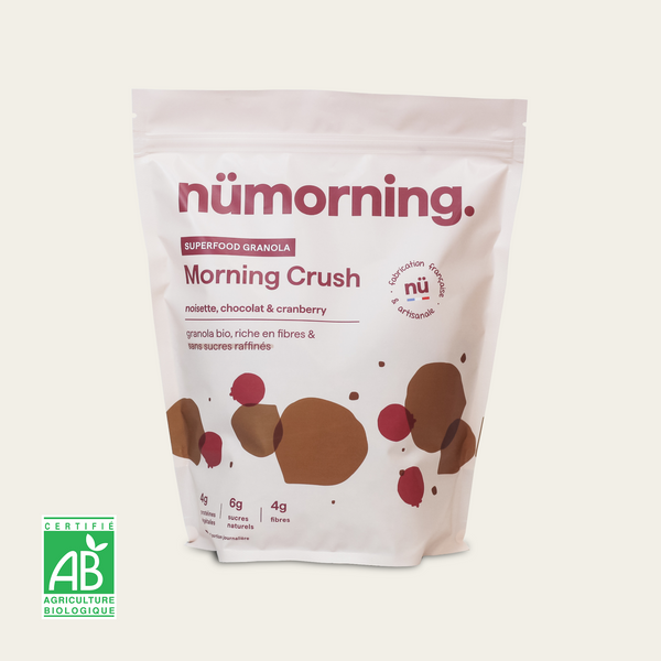 Sachet de granola noisette chocolat Morning Crush nümorning, en format 1kg