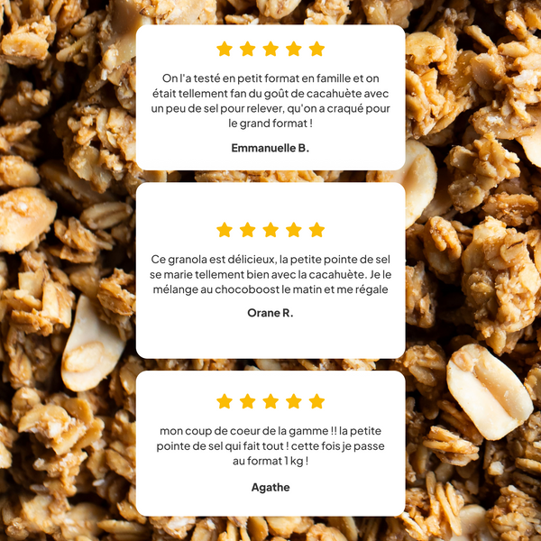 3 avis 5 étoiles sur le granola beurre de cacahuète nümorning