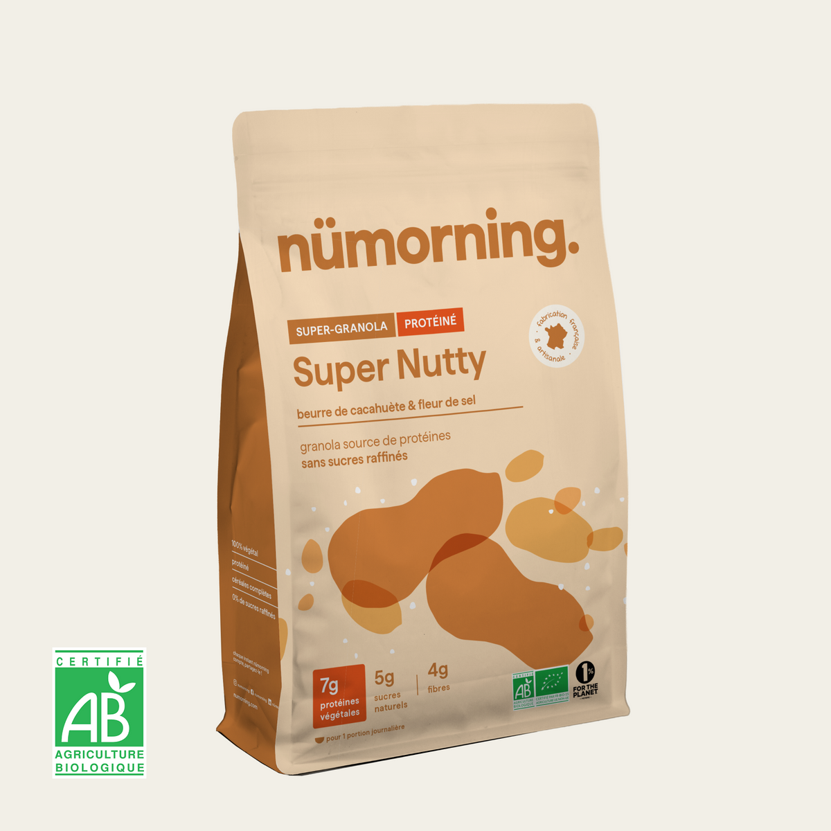 Sachet de granola beurre de cacahuète Super Nutty protéiné nümorning, en format 1kg