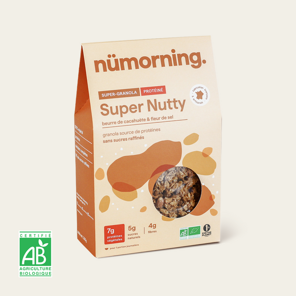 Boîte de granola beurre de cacahuète Super Nutty proteiné nümorning, en format 300g