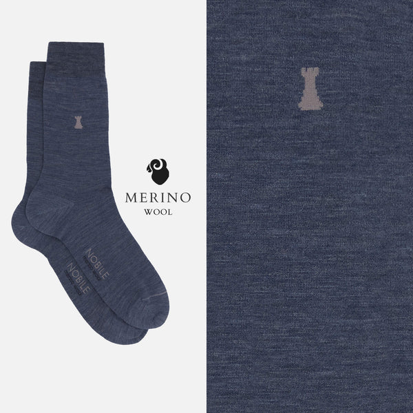 Box of 12 Pairs of Short Merino Wool Socks - Solid Color & Micro Rib