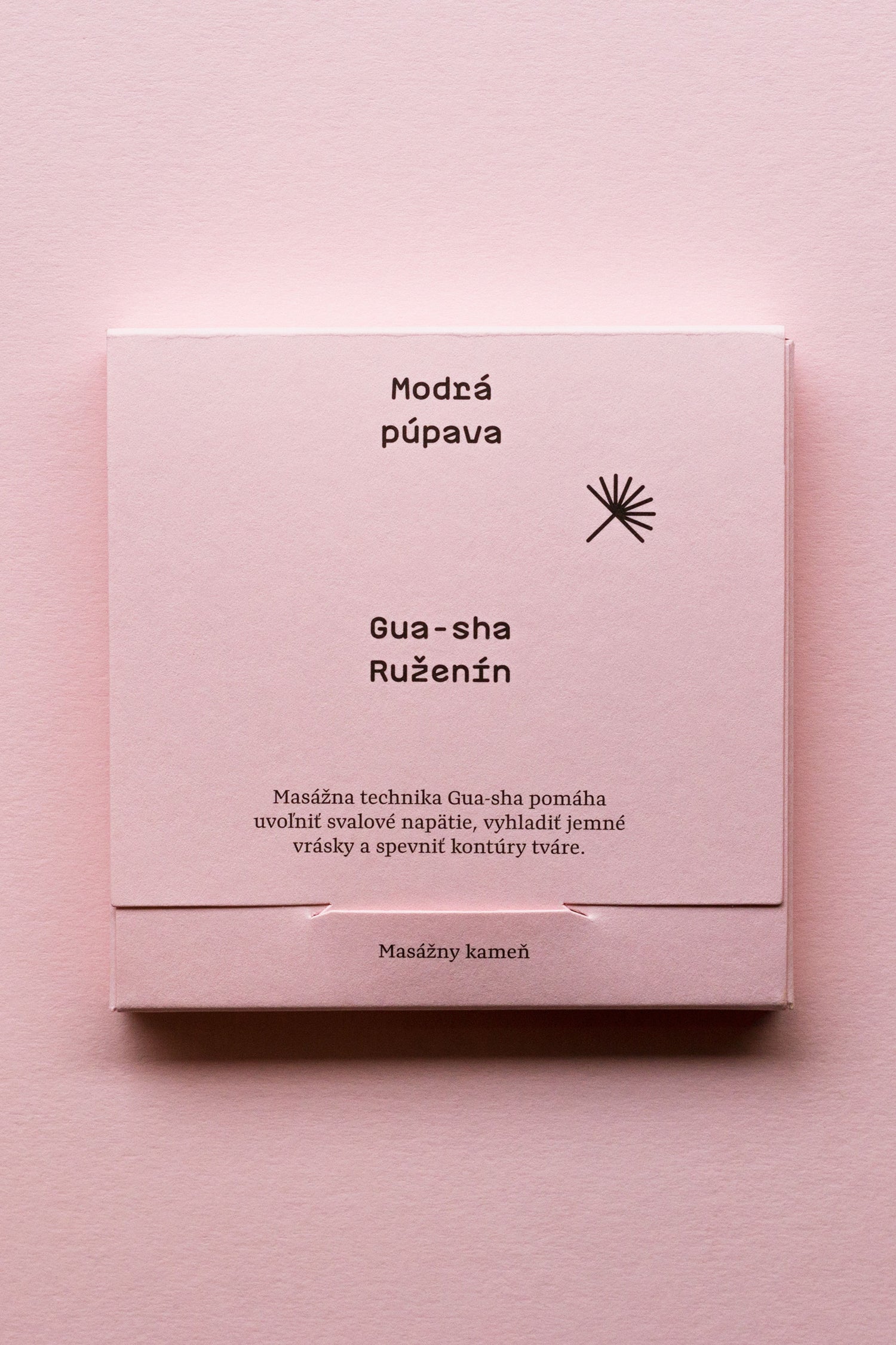 Krabička Gua-sha ruženín Modrá Púpava na ružovom podklade