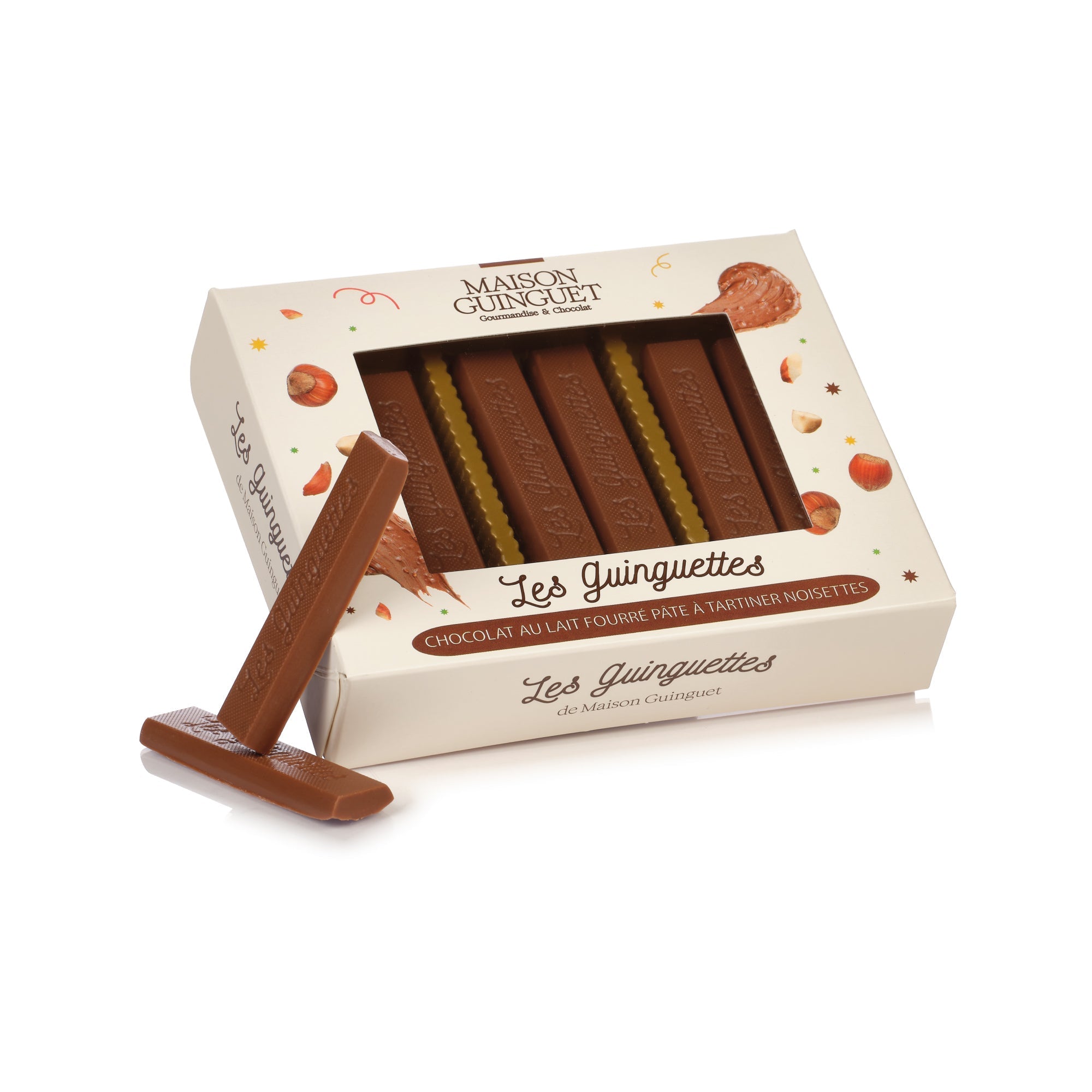 MILK CHOCOLATE FILLED GUINGUETTES WITH SPREADABLE PASTE