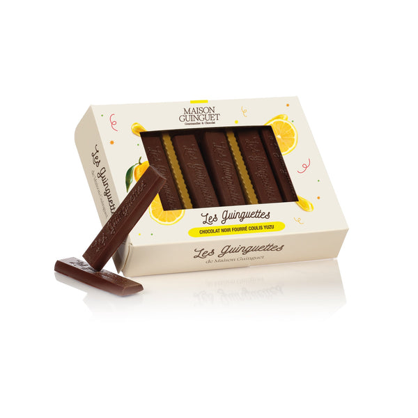 DARK CHOCOLATE GUINGUETTES FILLED WITH YUZU COULIS