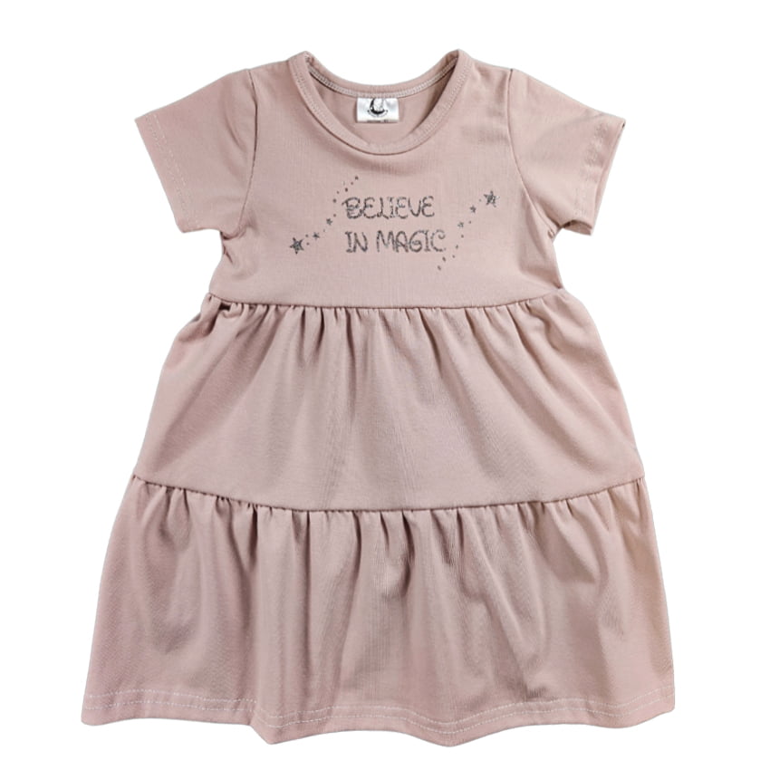 Girls' Dress with Short Sleeves - Believe in Magic