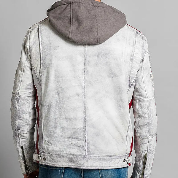 Fifty Eight Leather Men's Motorcycle Jacket Light Grey RB