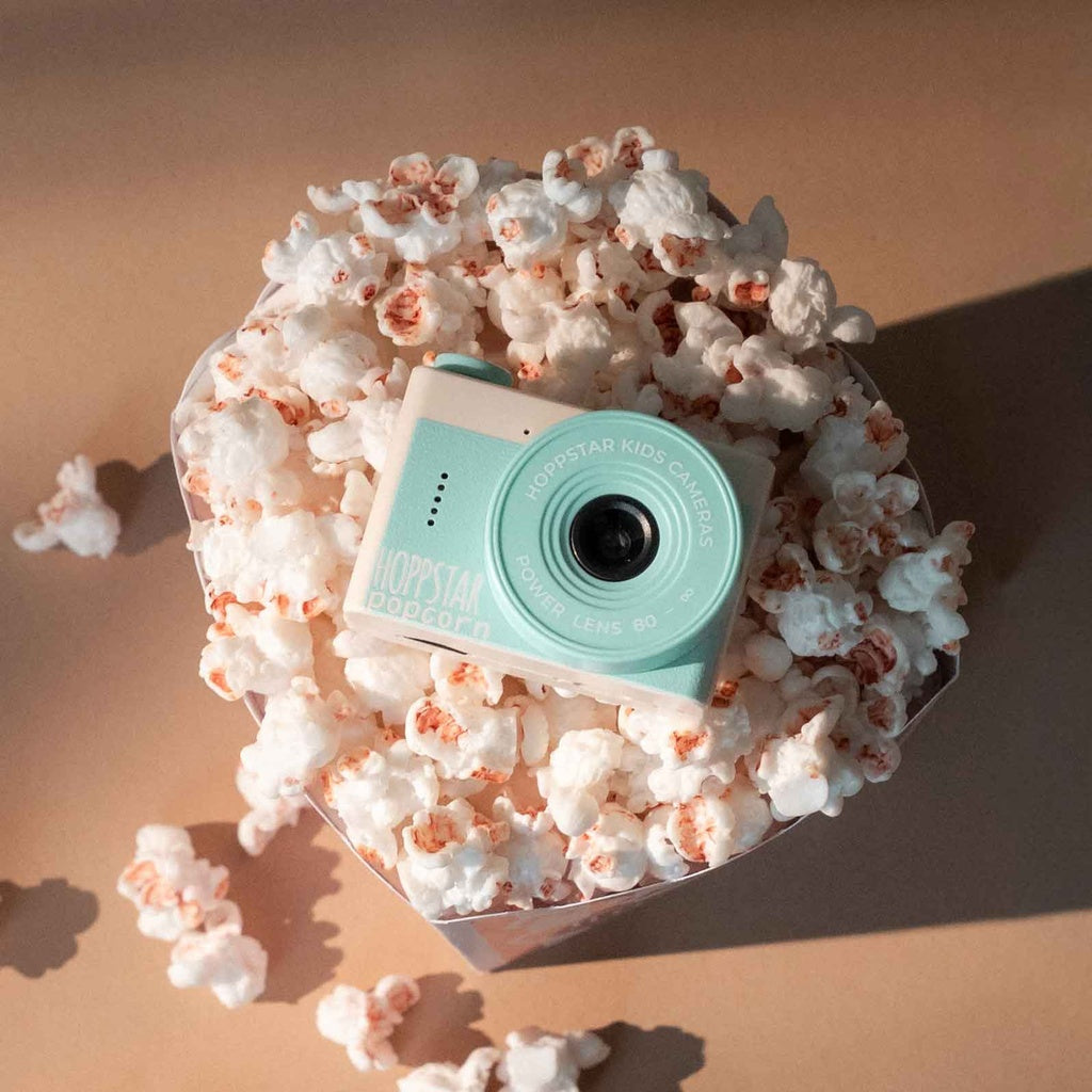 Embalaža otroškega digitalnega fotoaparata Hoppstar Popcorn Breeze.