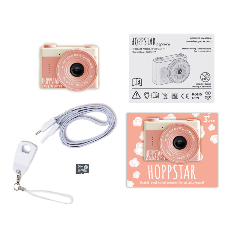 Otroški digitalni fotoaparat Hoppstar Popcorn Sorbet s kompaktnim dizajnom.