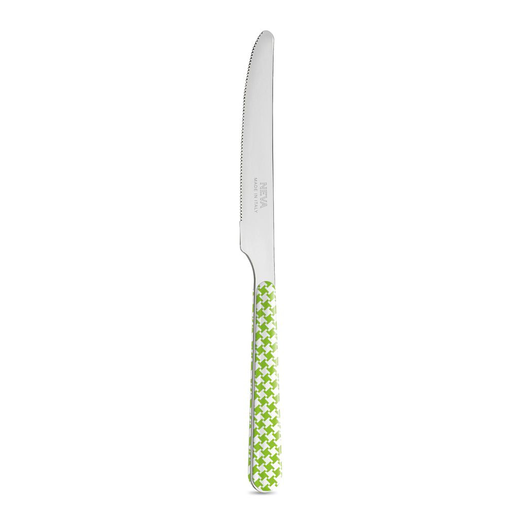6 Table Knives - Green Pied de Poule BD14016G