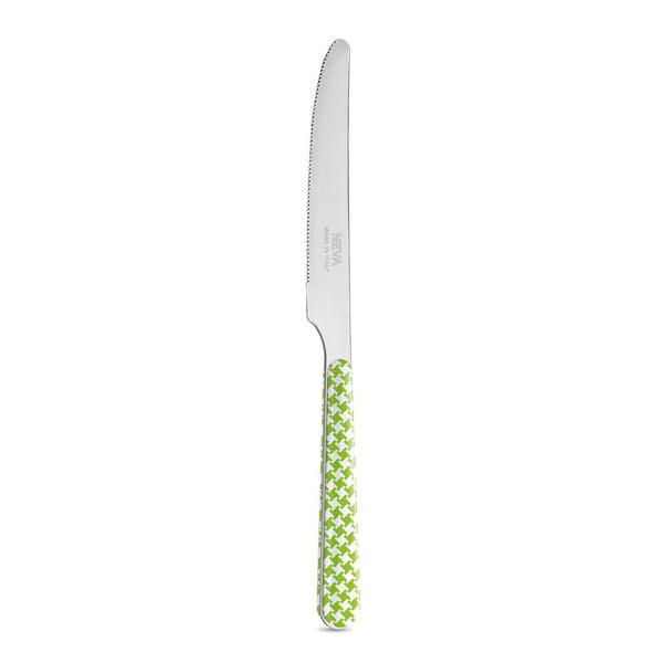 6 Table Knives - Green Pied de Poule BD14016G
