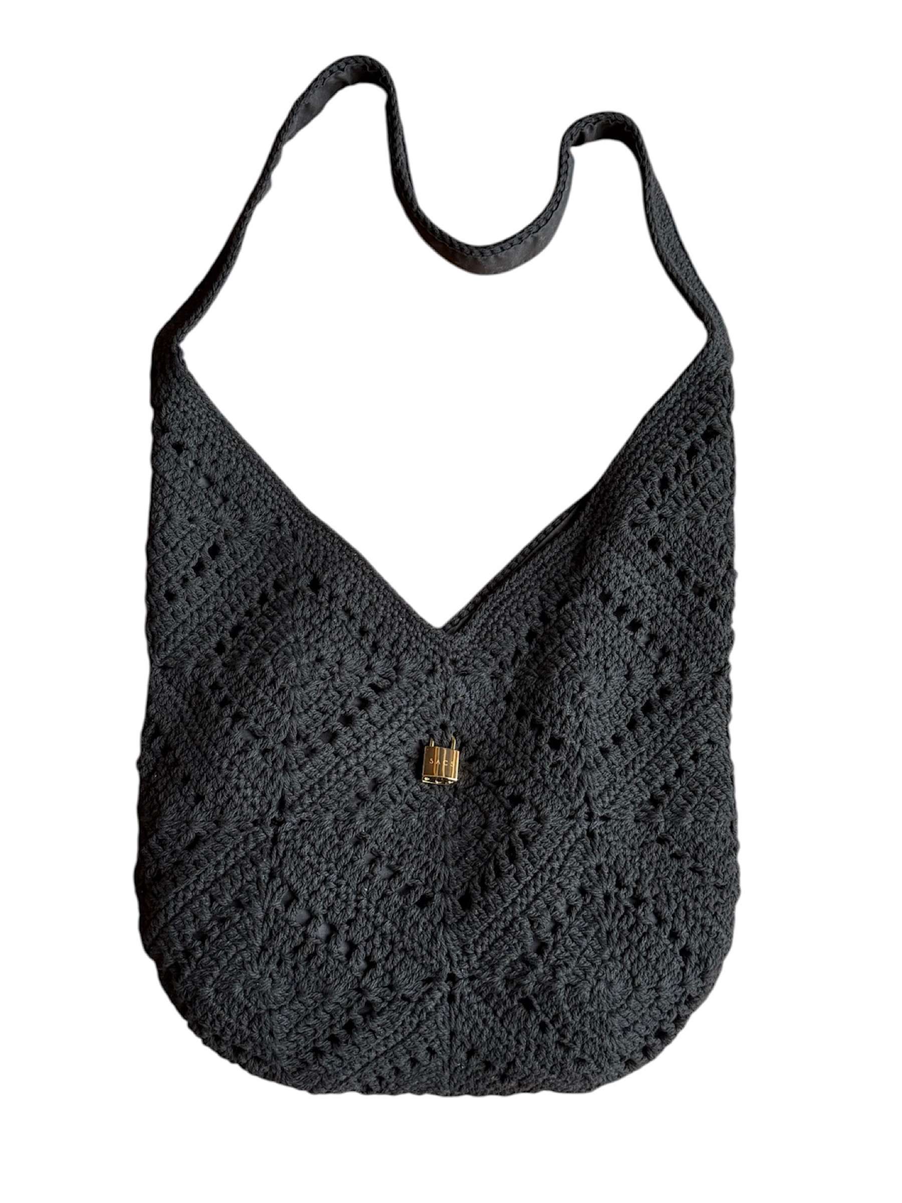 Embroidered Black Cotton Bag