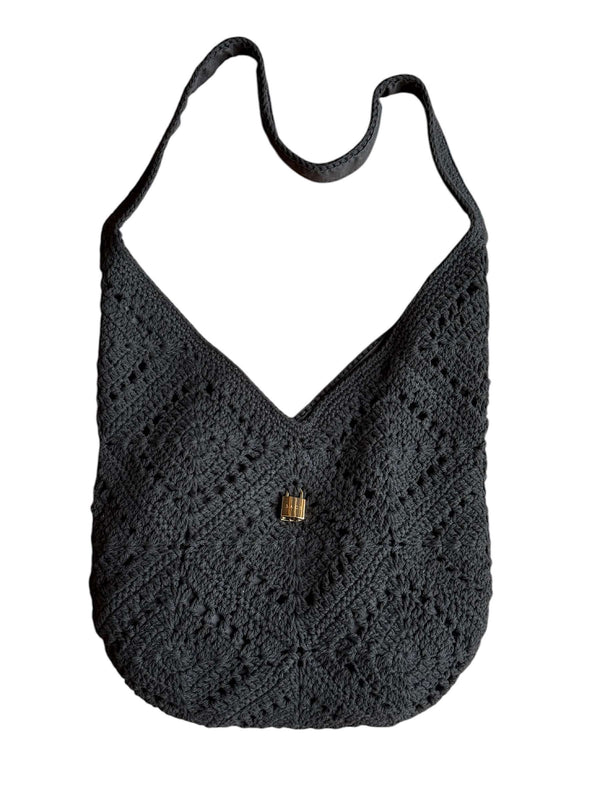 Embroidered Black Cotton Bag