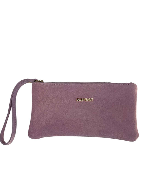Pink Suede Clutch