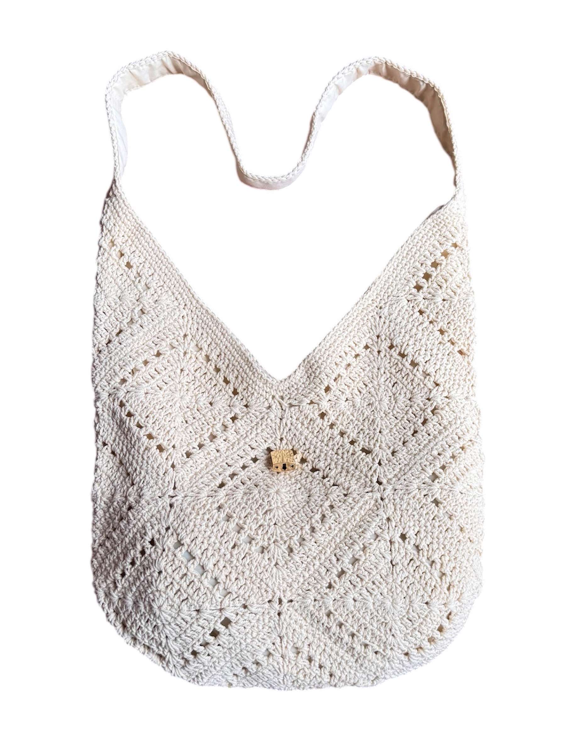 Embroidered Cotton Bag Talc