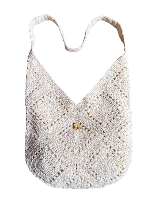 Embroidered Cotton Bag Talc