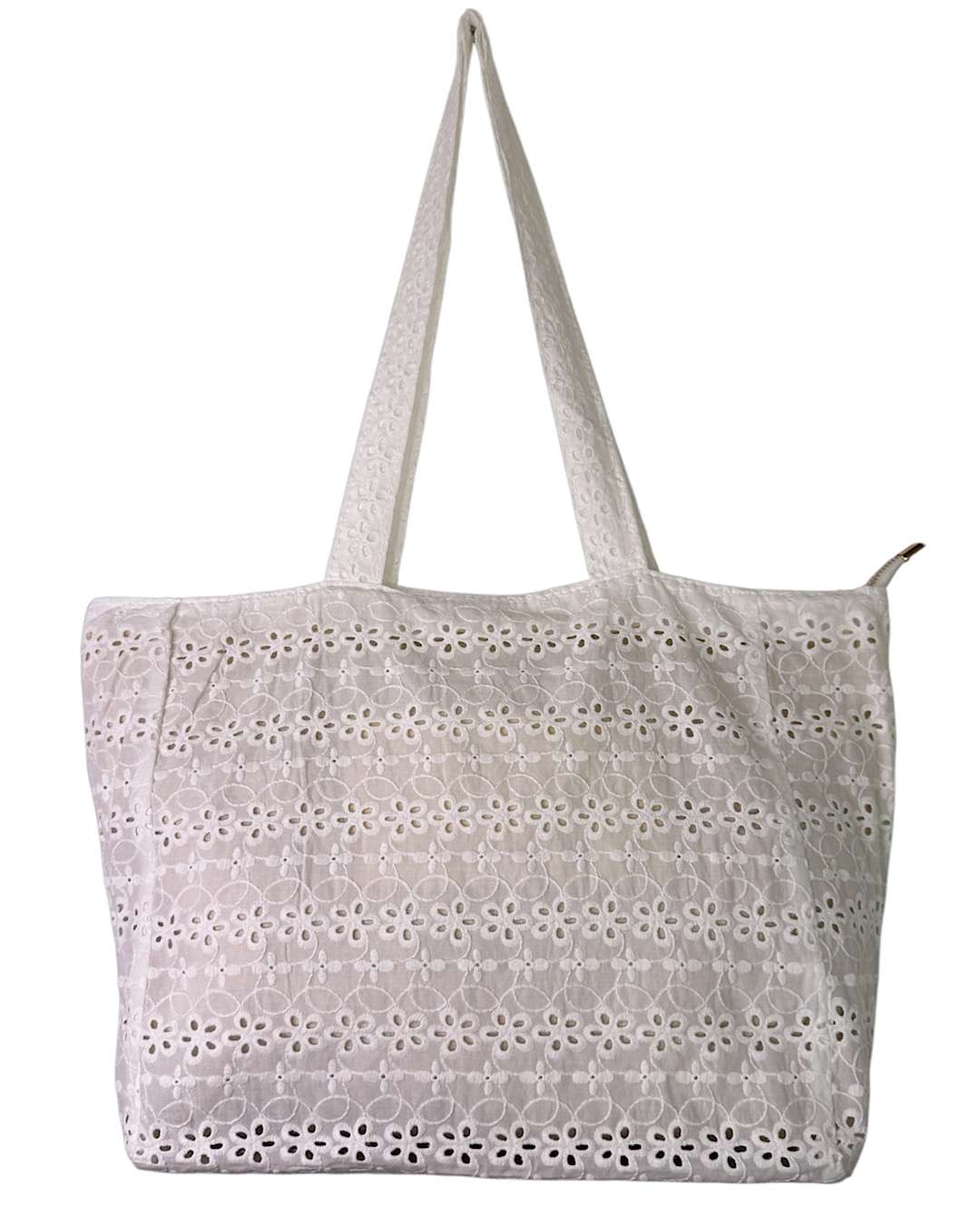 Embroidered Flower Shopper Bag
