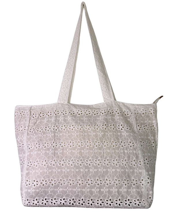 Embroidered Flower Shopper Bag