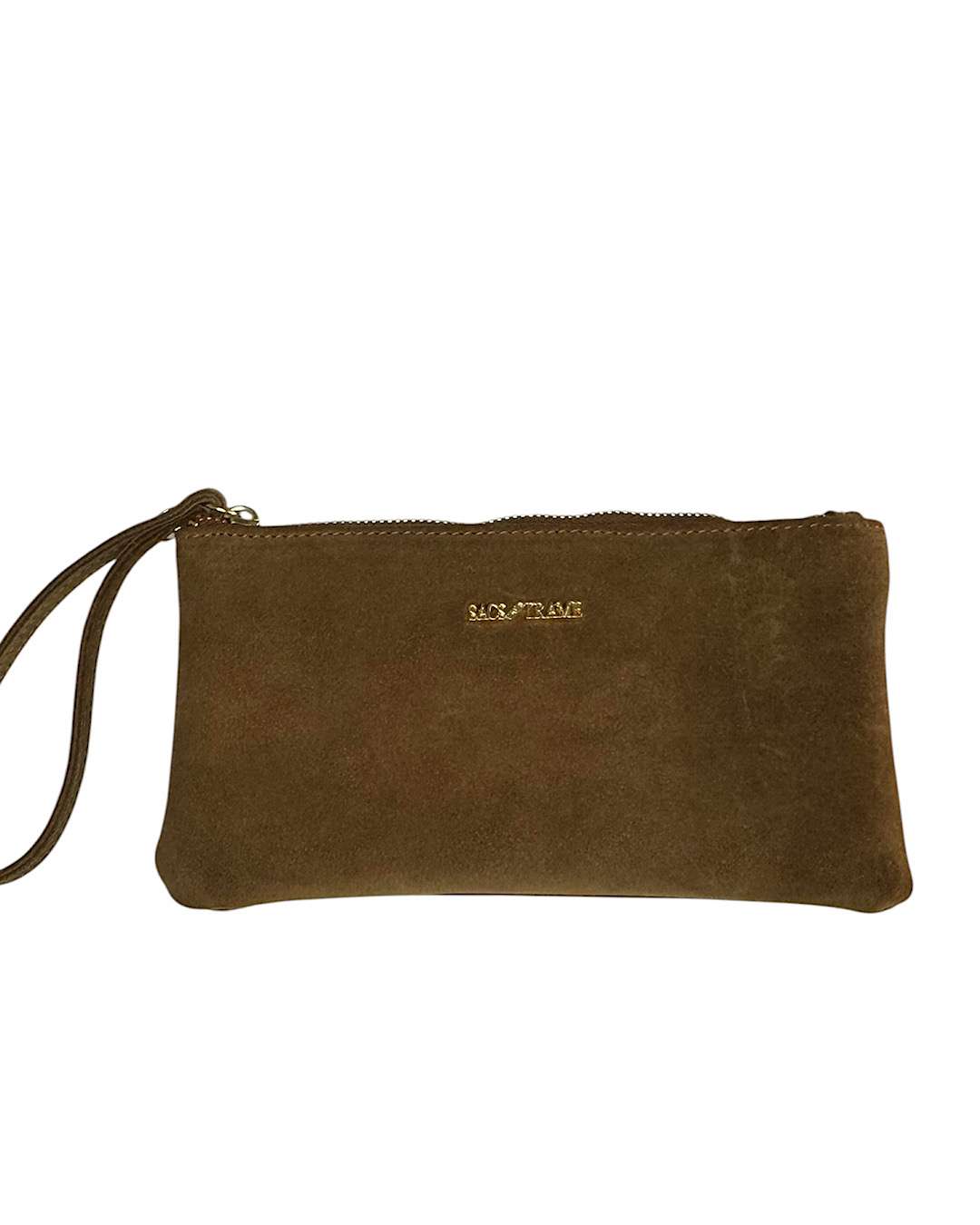 Cognac Suede Clutch