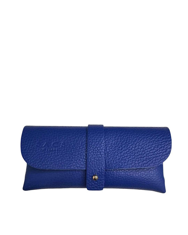 Blue Leather Glasses Case