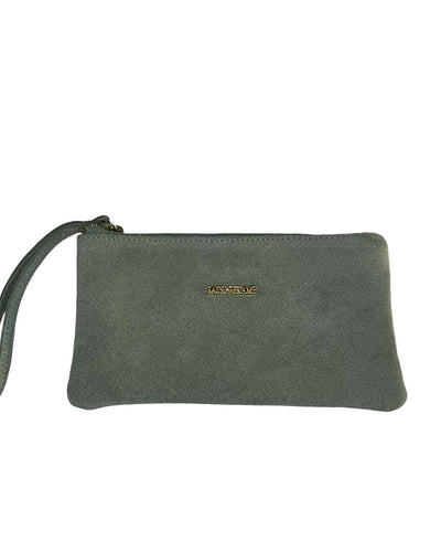 Aqua Green Suede Clutch