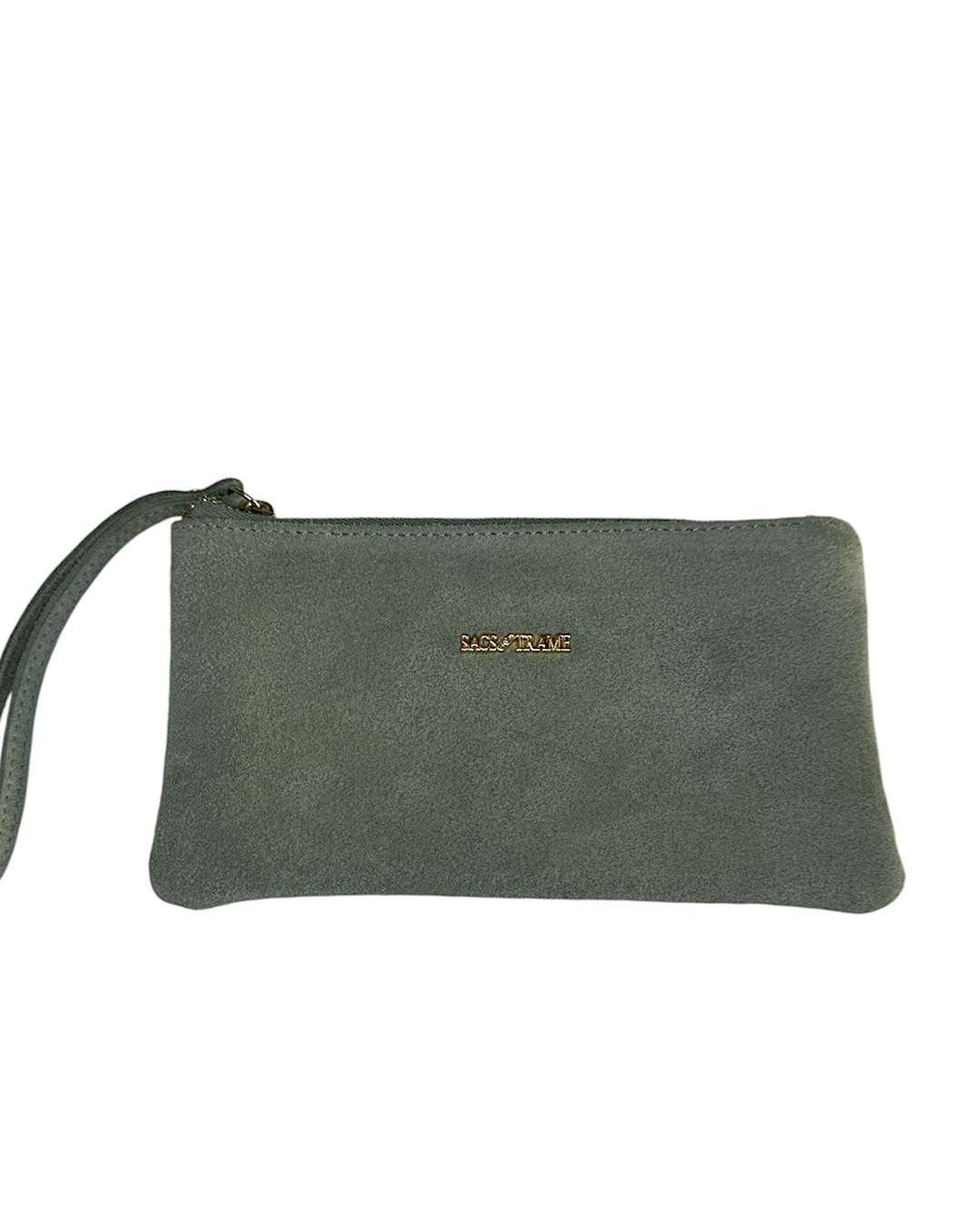 Aqua Green Suede Clutch