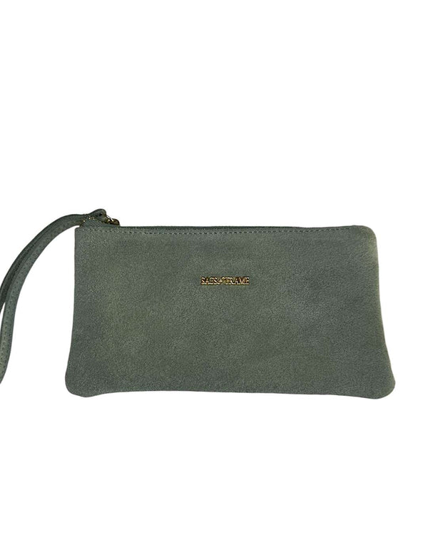 Aqua Green Suede Clutch
