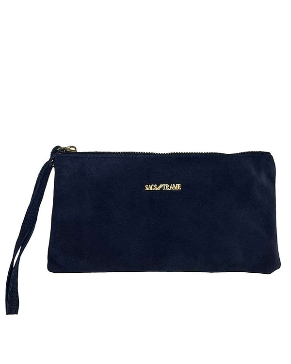 Navy Suede Clutch