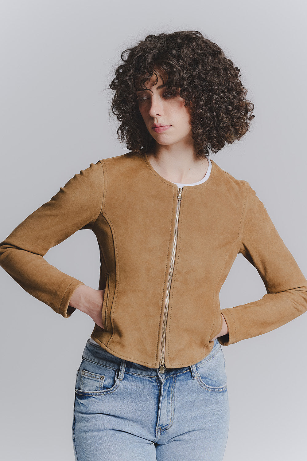 Ire Short Unlined Suede Cognac