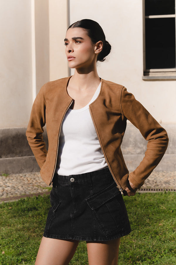 Ire Short Unlined Suede Cognac