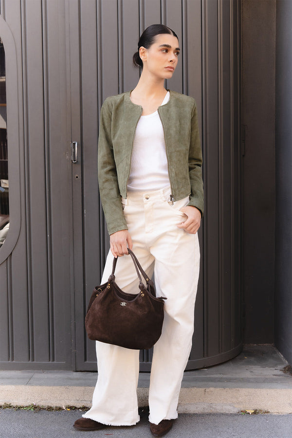 Pienza camoscio borsa 100% vera pelle Made in Italy - Barone Firenze