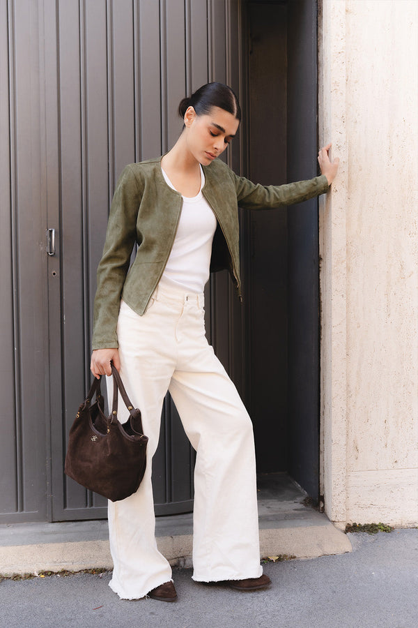 Pienza camoscio borsa 100% vera pelle Made in Italy - Barone Firenze