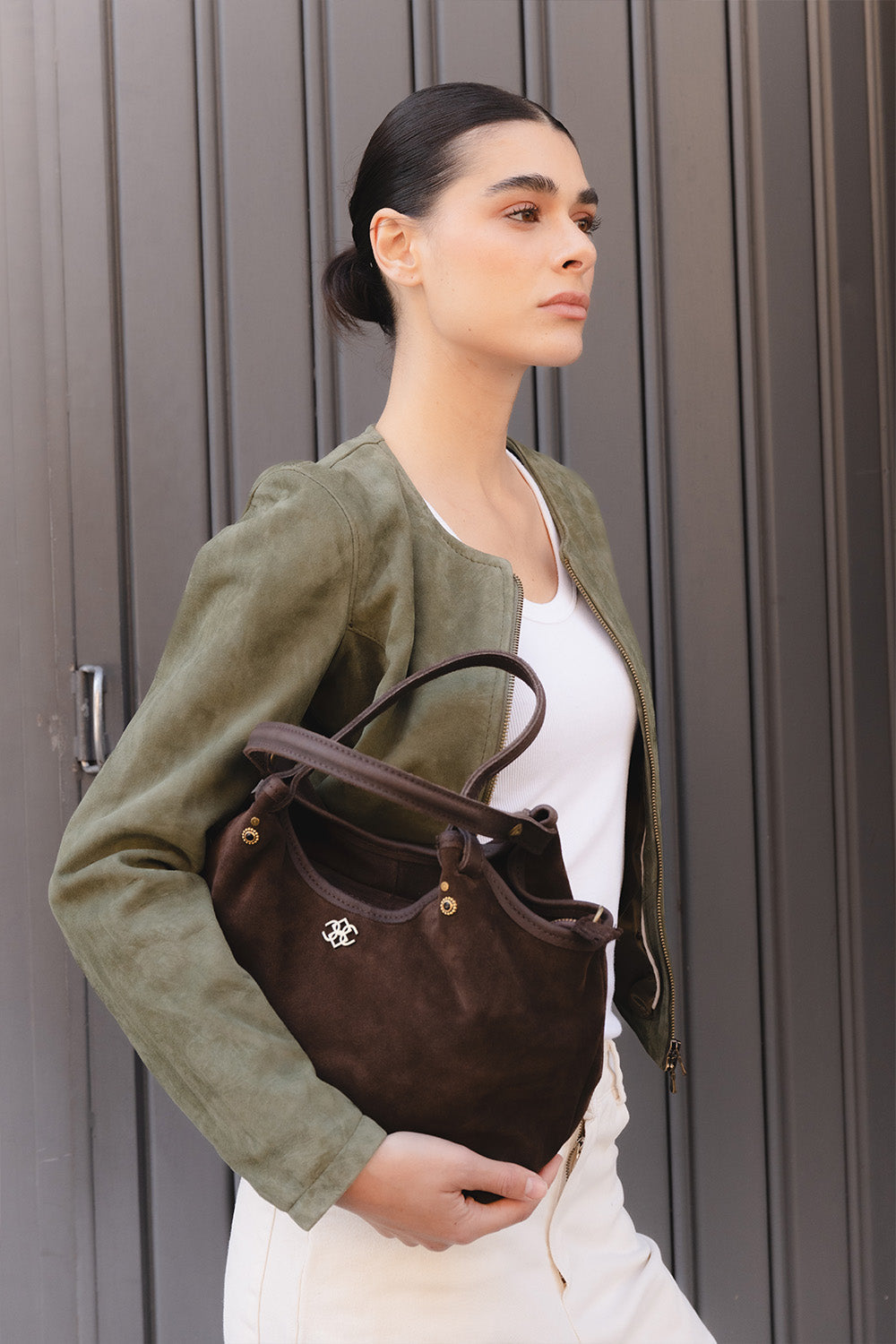 Pienza camoscio borsa 100% vera pelle Made in Italy - Barone Firenze