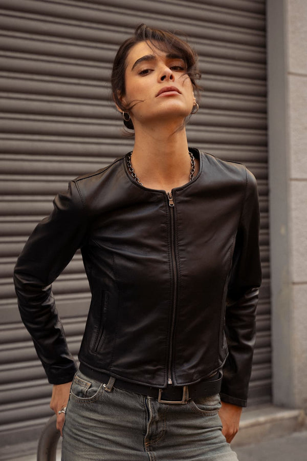 Irene Corto Collo Chanel giacca donna 100% vera pelle Made in Italy - Barone Firenze