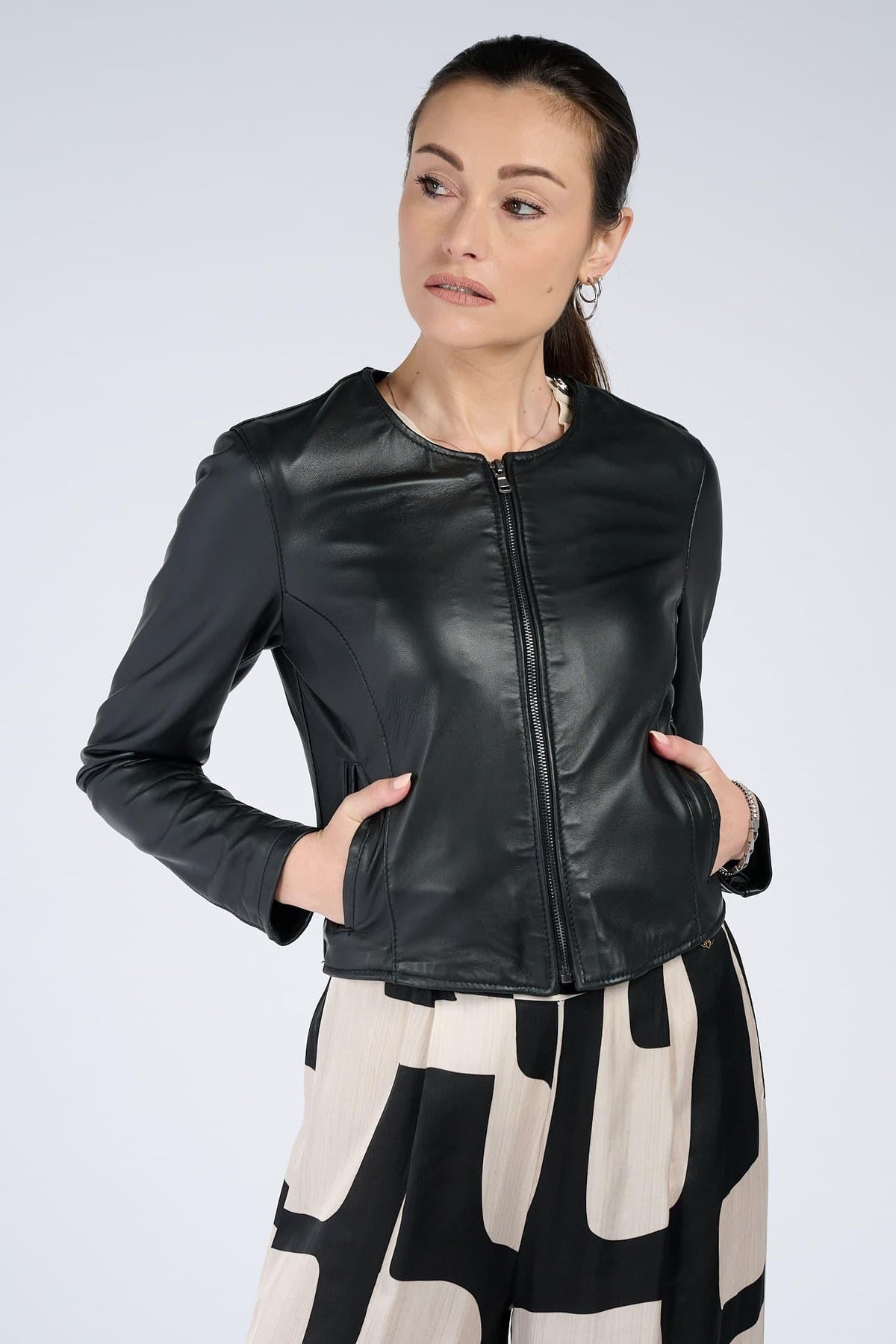 Irene Corto Collo Chanel giacca donna 100% vera pelle Made in Italy - Barone Firenze