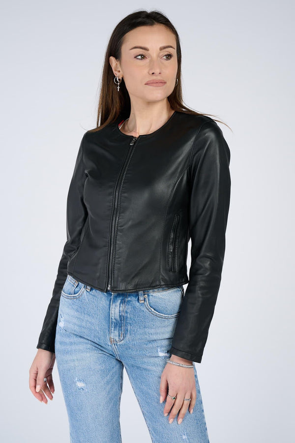 Irene Corto Collo Chanel giacca donna 100% vera pelle Made in Italy - Barone Firenze